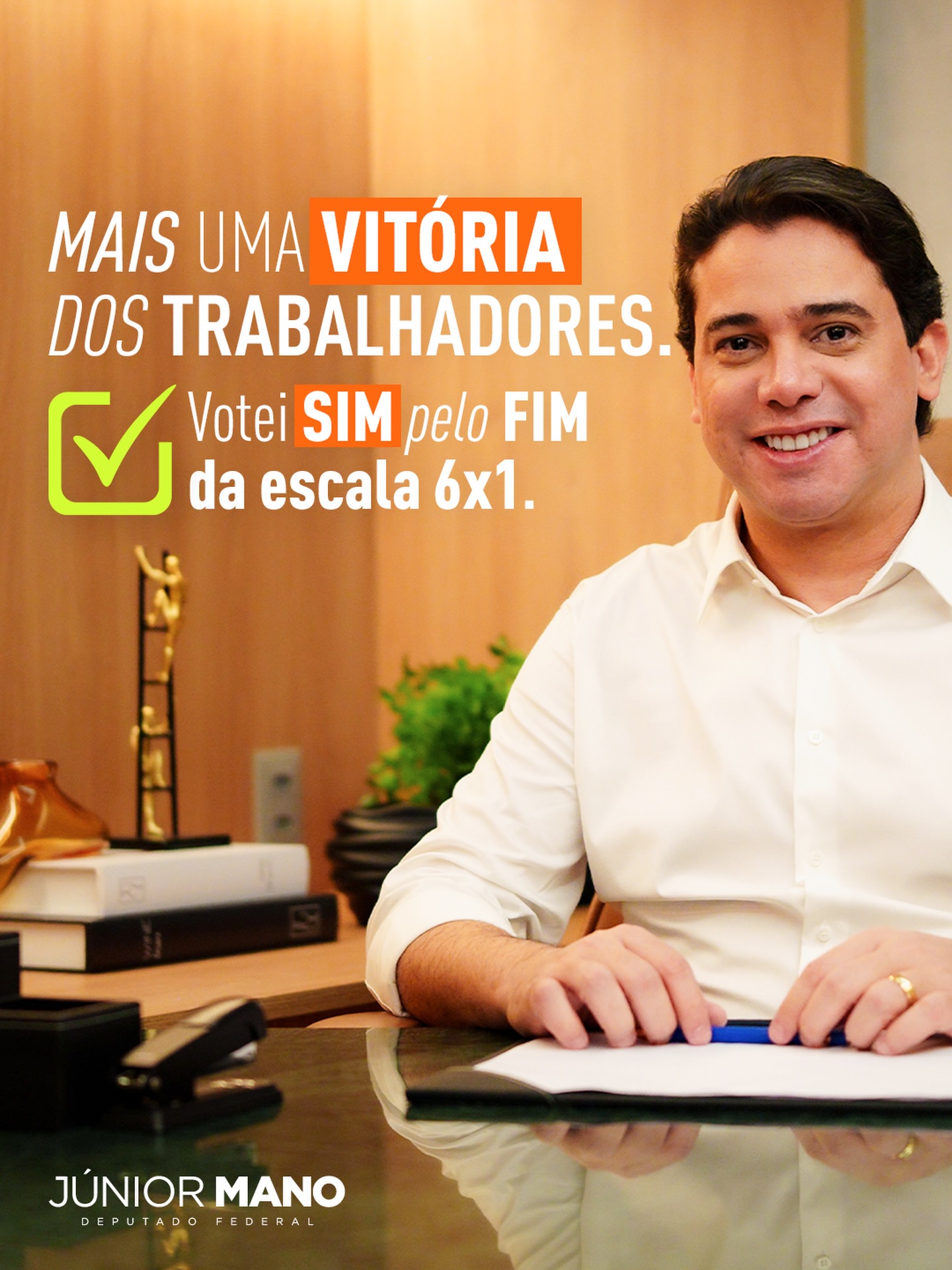 Deputado Júnior Mano em apoio ao fim da escala 6x1 e à PEC que reduz jornada de trabalho para 40 horas semanais