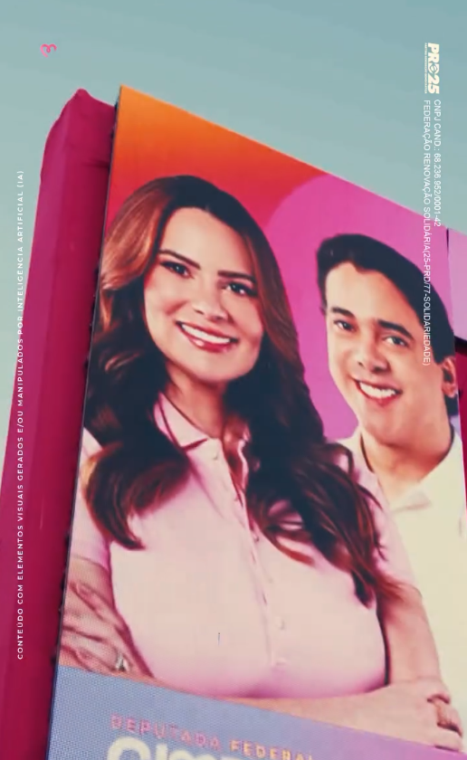 Material de campanha de Giordanna Mano ao lado de Júnior Mano durante lançamento em Fortaleza