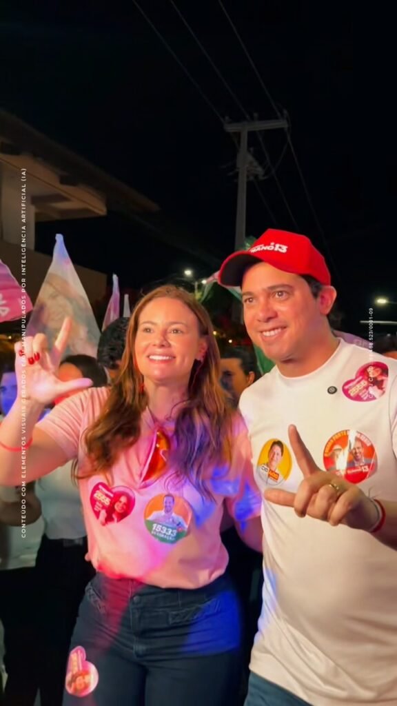 Júnior Mano e Giordanna Mano durante caminhada em Fortim