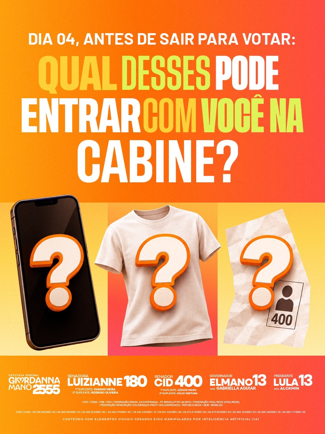 Capa do carrossel de Júnior Mano com orientações para o dia da votação.